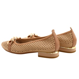 M.Daszyński Ballerine traforate con catena Daszyński SA201-6 Beige-oro 6