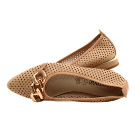 M.Daszyński Ballerine traforate con catena Daszyński SA201-6 Beige-oro 5