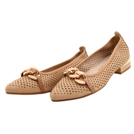 M.Daszyński Ballerine traforate con catena Daszyński SA201-6 Beige-oro 2