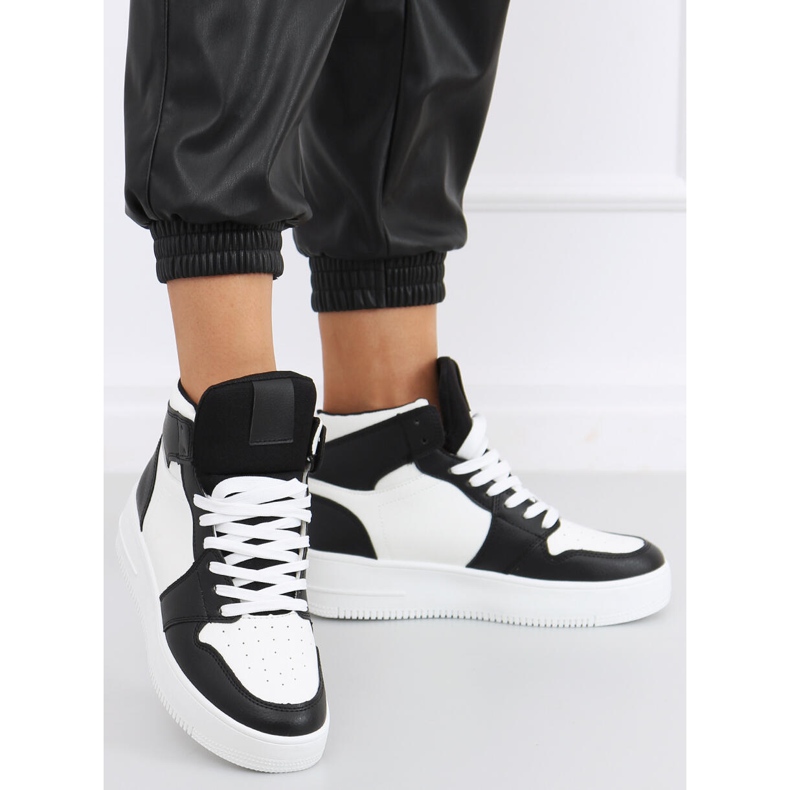 Sneakers alte Rocha nere bianco nero 1
