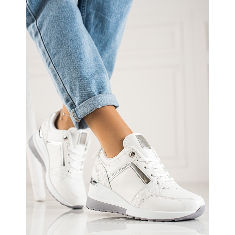TRENDI Sneakers con zeppa alla moda bianco 2