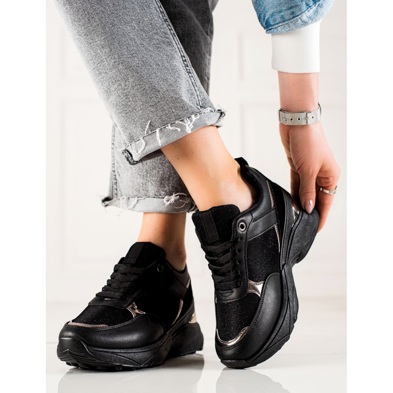 Diamantique Sneakers alla moda sulla piattaforma nero 1
