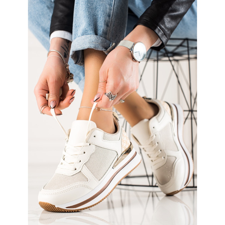 Diamantique Sneakers Beige Con Rete 1