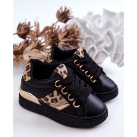 FR1 Scarpa sportiva Trixie in pelle leopardata nera nero 1