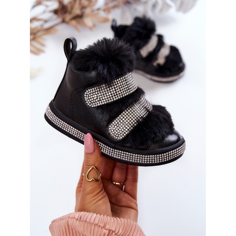 FR1 Stivali da neve in pelle calda nera per bambini Leela neri nero 1