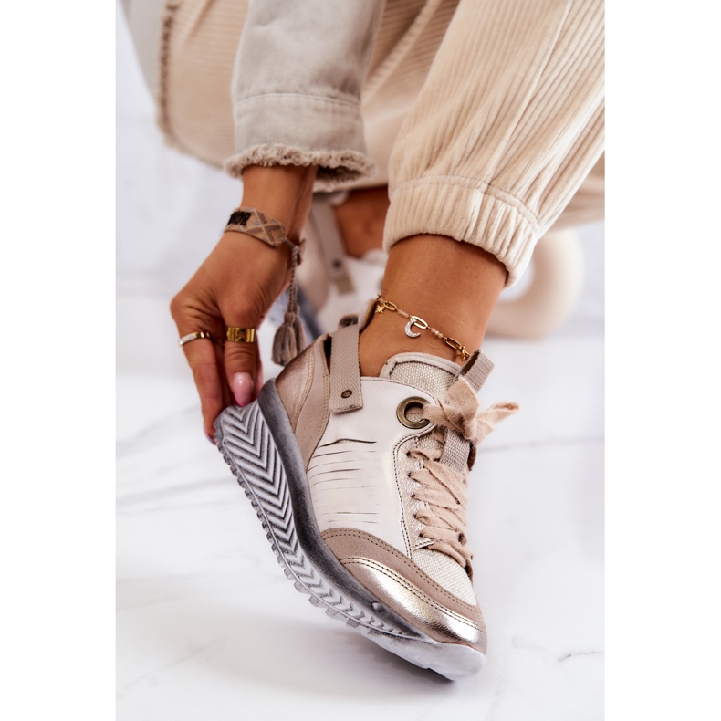 Sneakers da donna in pelle Maciejka 04916-19 Beige 1