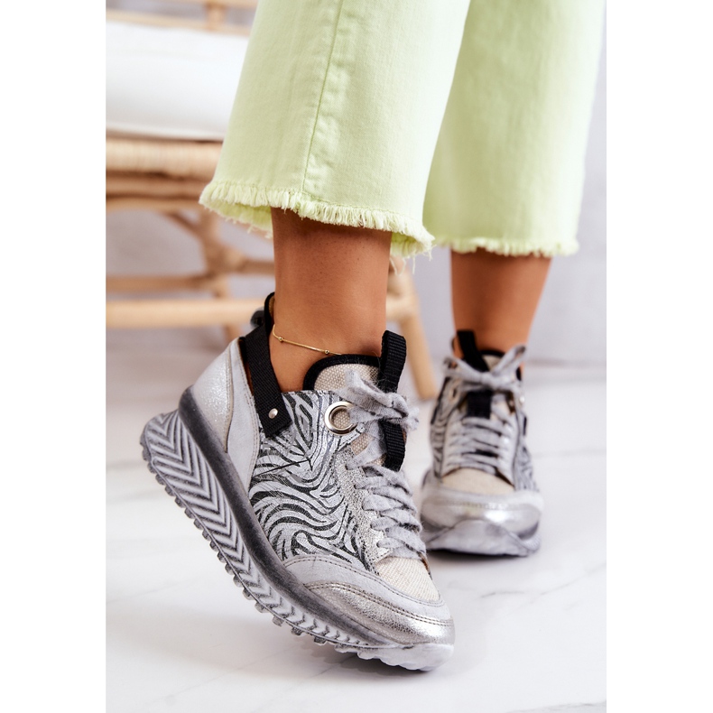 Sneakers da donna Maciejka in pelle 04916-03 Grigie grigio 2