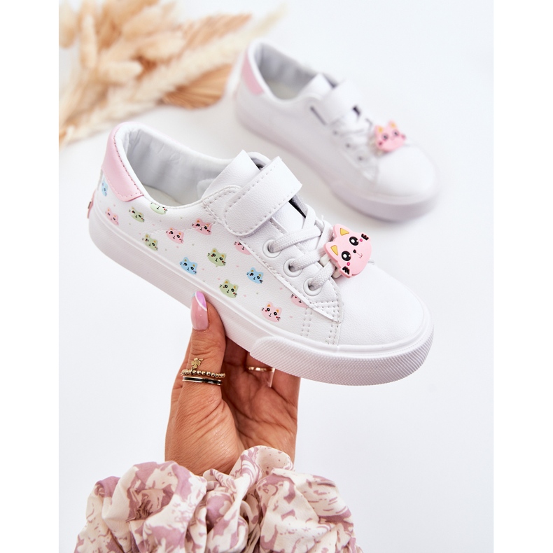 Vinceza Sneakers Da Bambino In Pelle Con Stampa Velcro Bonnie Bianche bianco 1