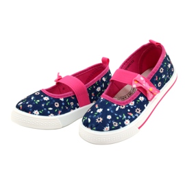 American Club Girls 'Ballerinas Sneakers con un fiocco Ten64/22 con fiori blu blu 2