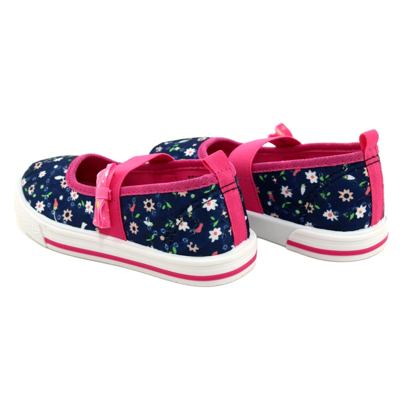 American Club Girls 'Ballerinas Sneakers con un fiocco Ten64/22 con fiori blu blu 5