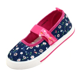 American Club Girls 'Ballerinas Sneakers con un fiocco Ten64/22 con fiori blu blu 3