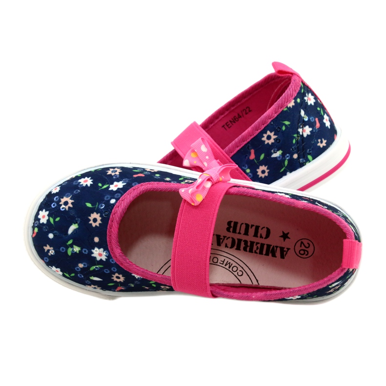 American Club Girls 'Ballerinas Sneakers con un fiocco Ten64/22 con fiori blu blu 4