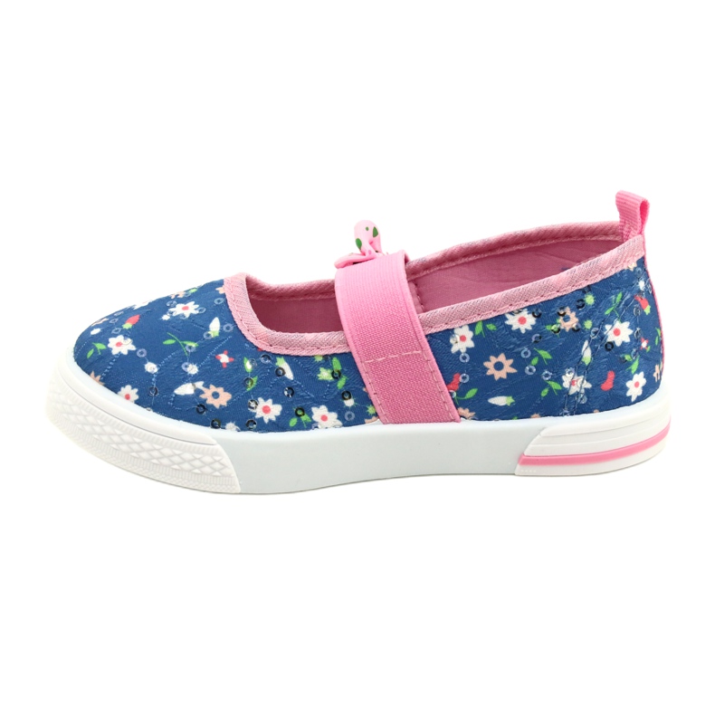 American Club Girls 'Ballerinas Sneaker con un fiocco in fiori blu 1