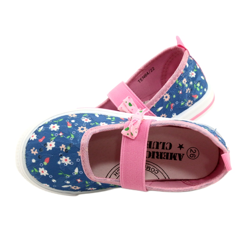 American Club Girls 'Ballerinas Sneaker con un fiocco in fiori blu 4