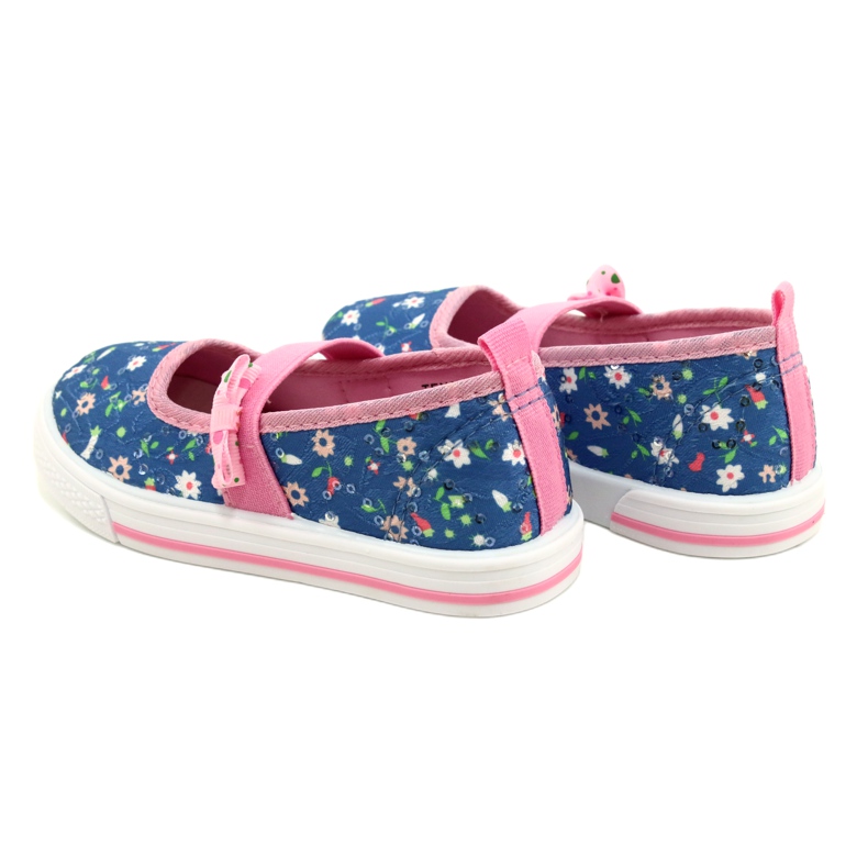 American Club Girls 'Ballerinas Sneaker con un fiocco in fiori blu 5