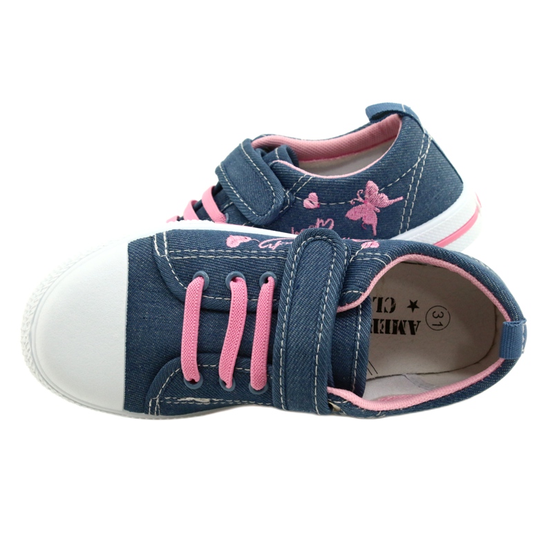 Sneakers Beety American Club inserto in pelle blu rosa 3