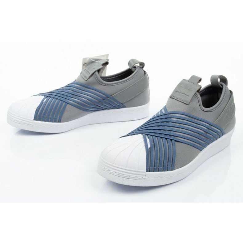 Scarpe Adidas Superstar Slipon W CG6012 blu grigio 4