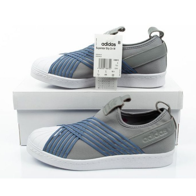 Scarpe Adidas Superstar Slipon W CG6012 blu grigio 5