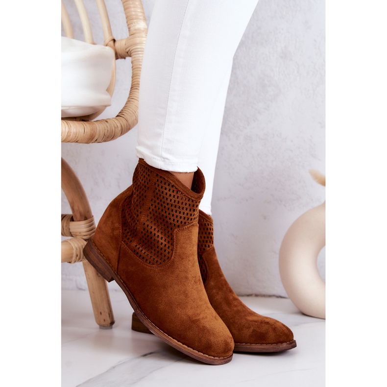 S.Barski Stivali da donna in camoscio con zeppa nascosta Camel Solene marrone 1