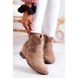 S.Barski Stivali da donna in camoscio con zeppa nascosta Beige Solene 1
