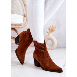 S.Barski Stivali da cowboy da donna in pelle scamosciata Camel Devon marrone 2