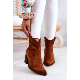 S.Barski Stivali da cowboy da donna in pelle scamosciata Camel Devon marrone 1