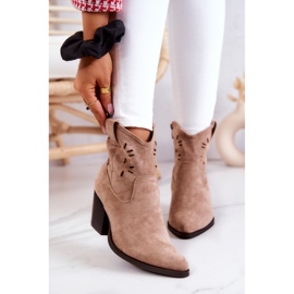 S.Barski Stivali da cowboy da donna in pelle scamosciata Beige Devon 2