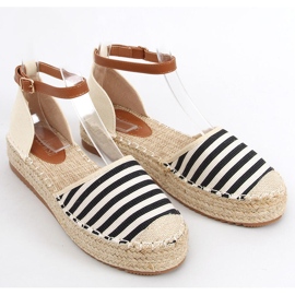 Gema Espadrillas a righe nere beige 1