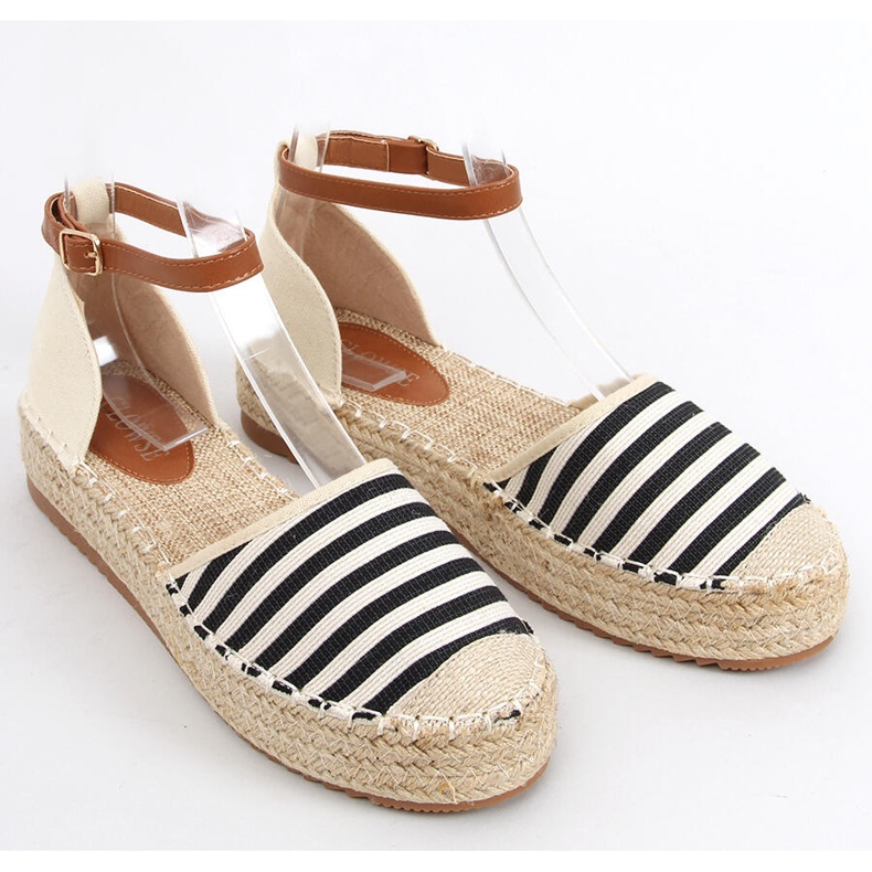 Gema Espadrillas a righe nere beige 1