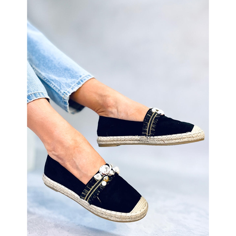 Espadrillas nere Lola con conchiglie nero 2