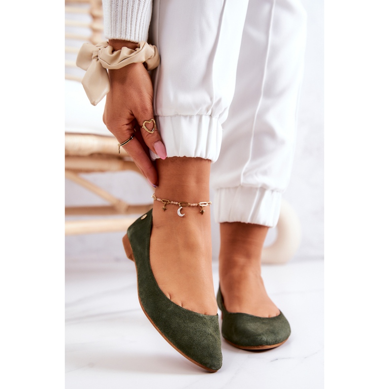 Ballerine da donna in camoscio Maciejka 04100-45 Khaki cachi verde 1