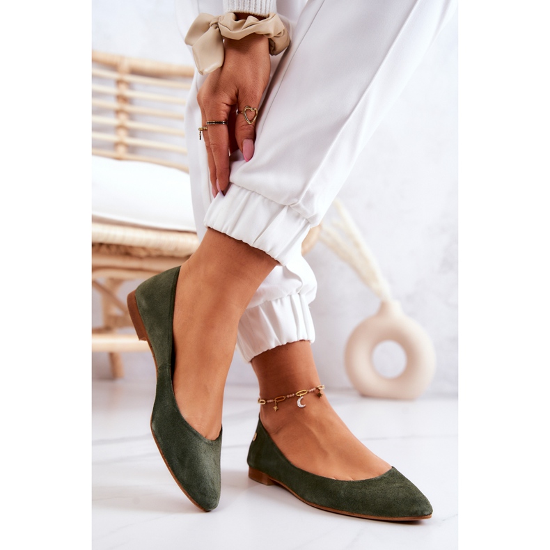 Ballerine da donna in camoscio Maciejka 04100-45 Khaki cachi verde 2
