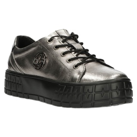 Filippo Eleganti DP3528 / 22 GN Gun Metal Sneakers in pelle marrone argento 5
