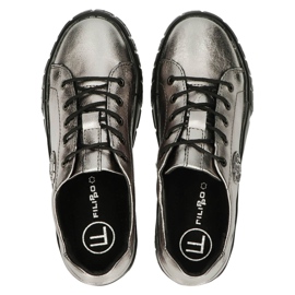 Filippo Eleganti DP3528 / 22 GN Gun Metal Sneakers in pelle marrone argento 4