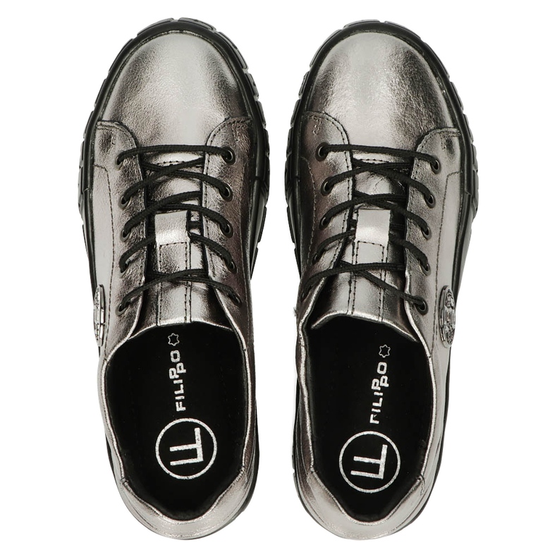 Filippo Eleganti DP3528 / 22 GN Gun Metal Sneakers in pelle marrone argento 4
