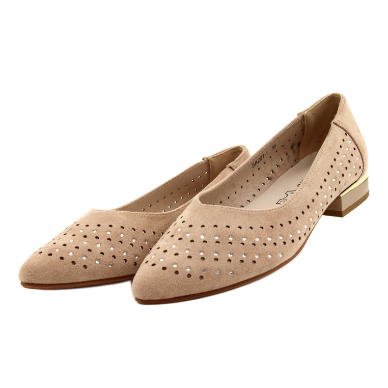 M.Daszyński Ballerine traforate con paillettes Daszyński SA201-1 Beige 2