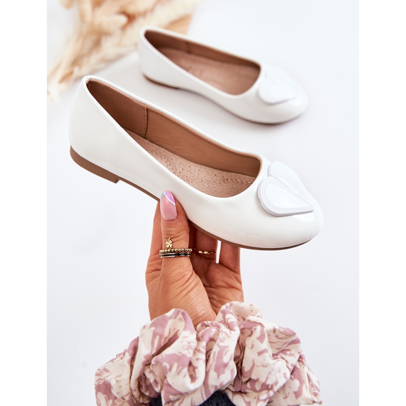 Vinceza Ballerine Per Bambini Laccate Con Cuore Bianco Corty bianca 2