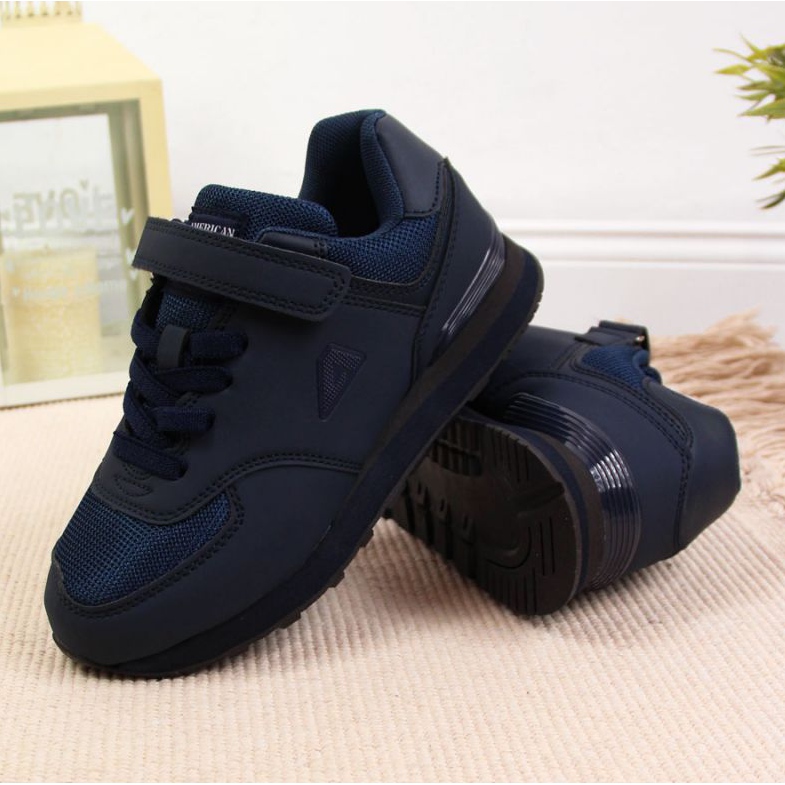 Scarpe con velcro American Club Jr. AM788B blu navy 2