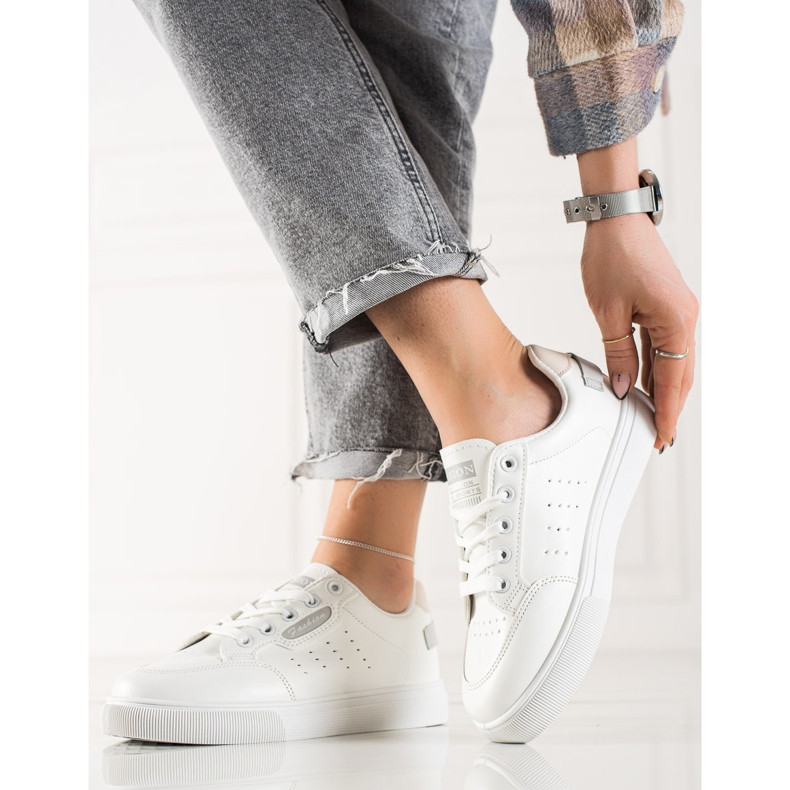 TRENDI Scarpe sportive in ecopelle bianca 1