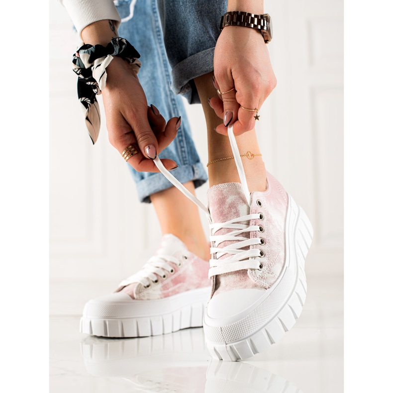 W. Potocki Scarpe Da Ginnastica Sulla Piattaforma Potocki bianca rosa 1