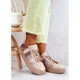 Scarpe sportive in pelle sulla piattaforma Maciejka 05482-04 Beige 2