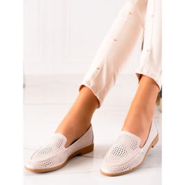 Goodin Mocassini in pelle con motivo traforato beige 1