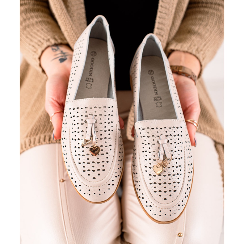 Goodin Mocassini In Pelle Con Ornamento beige 1