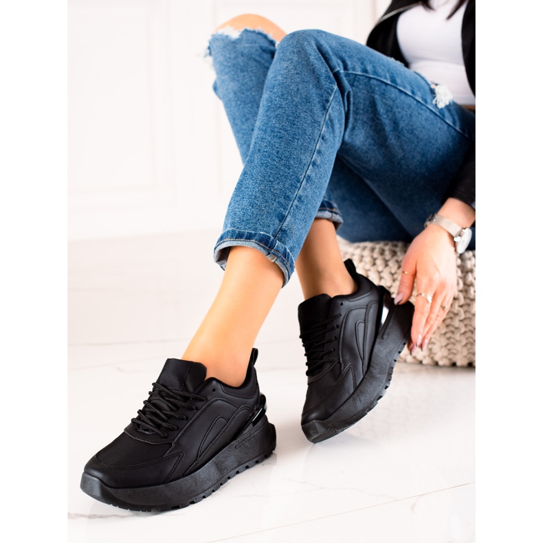 TRENDI Sneakers in ecopelle nere nero 1