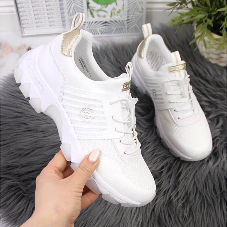 Sneakers con zeppa Bugatti W INT1697 bianche bianco d'oro 1
