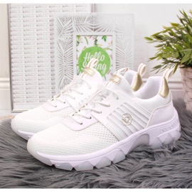 Sneakers con zeppa Bugatti W INT1697 bianche bianca d'oro 2