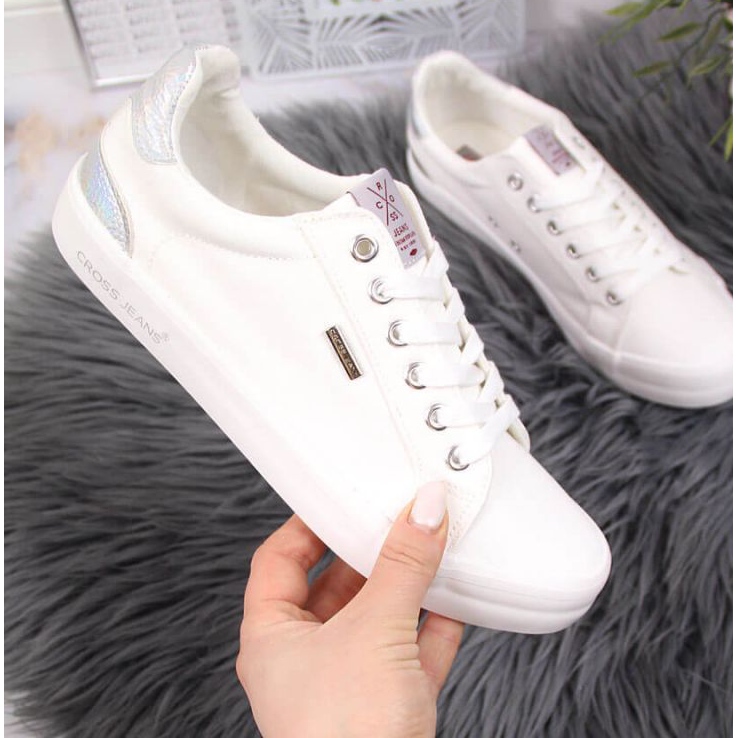 Sneakers Textile Cross Jeans W JJ2R4038C bianche bianca d'argento 1