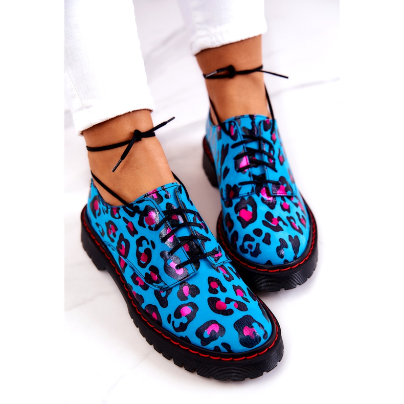 Scarpe Oxford da donna Maciejka 04087-47 in pelle blu multicolore 5