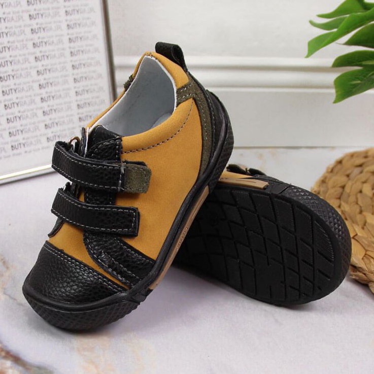 Scarpe con velcro Kornecki Jr 6823 cammello nero verde giallo 2
