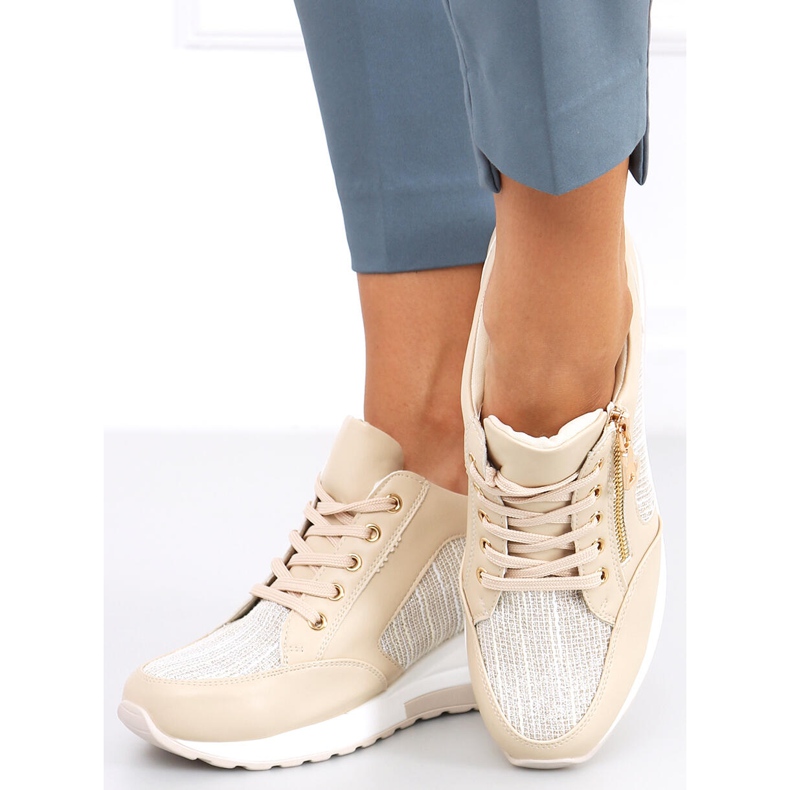 Sneakers beige con zeppa Nasto Nude 1